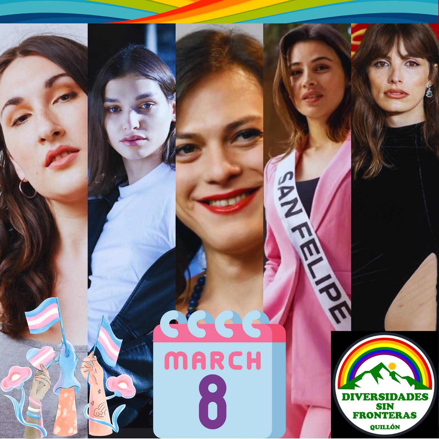 ✨8M: Mujeres Trans Presentes y Resistiendo✨
Hoy queremos rendir homenaje a las mujeres trans, quienes con valentía y resistencia han desafiado prejuicios y abierto caminos hacia una sociedad más justa e inclusiva.
Las mujeres trans han enfrentado históricamente discriminación y exclusión, pero su resiliencia y valentía han sido clave para avanzar en derechos humanos, visibilización y representación. Gracias a su lucha, hoy existen avances en el reconocimiento de la identidad de género, el acceso a la salud y la protección contra la violencia y la discriminación.
A pesar de los desafíos, las mujeres trans han aportado enormemente a la sociedad en diversas áreas como el activismo, el arte, la educación y la política. Sus experiencias nos recuerdan que la lucha por la igualdad debe ser interseccional, considerando no solo el género, sino también factores como la clase, la raza y la orientación sexual.
Reconocer sus vivencias es un acto de justicia y un paso esencial hacia una sociedad donde todas las identidades sean respetadas y valoradas. Sigamos construyendo un Quillón más inclusivo, donde ser quien eres no sea un acto de valentía, sino un derecho inalienable. 💜🏳️⚧️
#MujeresTrans #VisibilidadTrans #ResilienciaTrans #AporteALaSociedad #DerechosHumanos #QuillónInclusivo